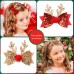 4-Piece Girls Christmas Moose Shape Sequin Bow Hair Clip Set